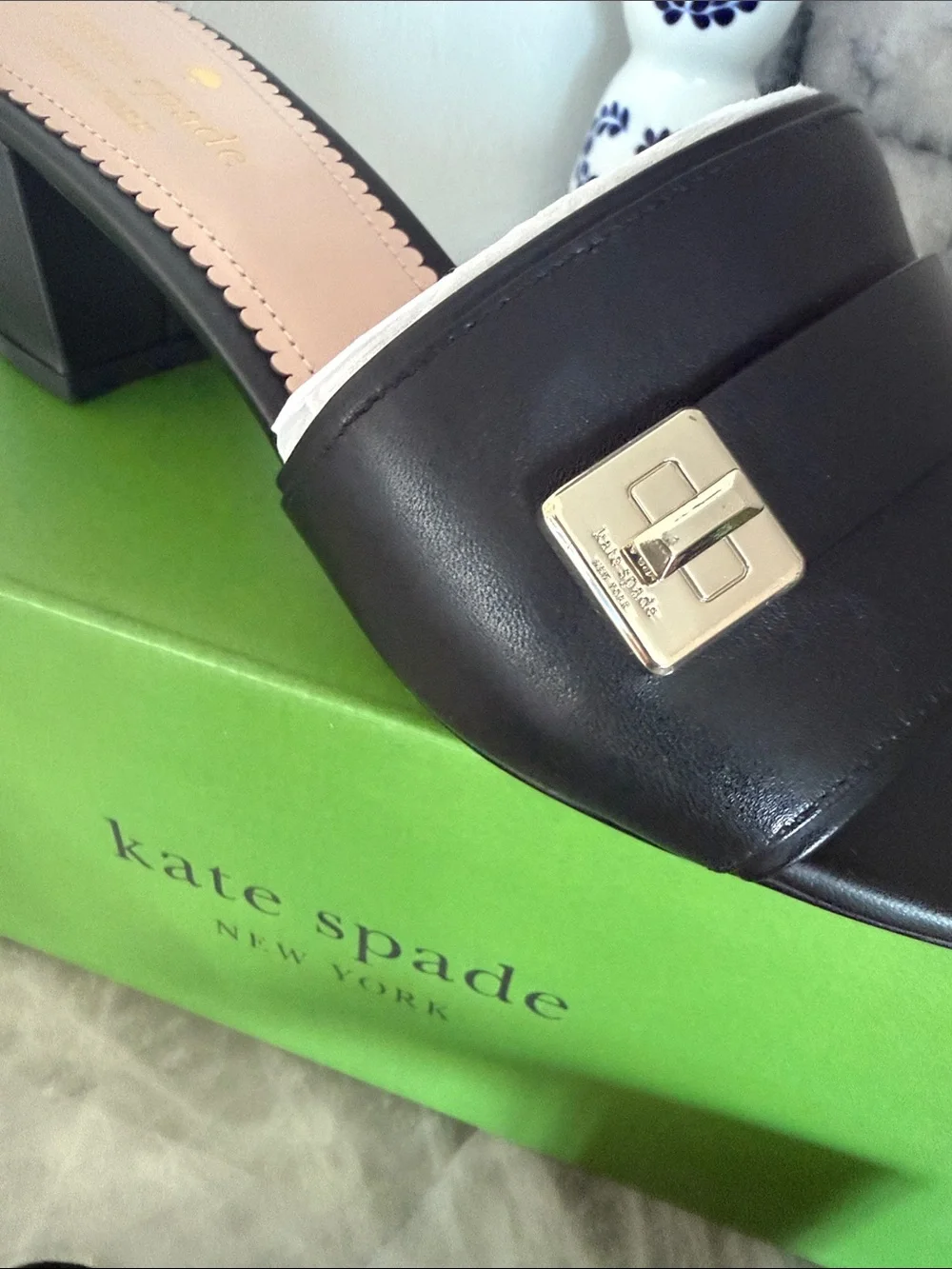 Kate Spade Phoebe Black heeled Sandal 7.5 NWT